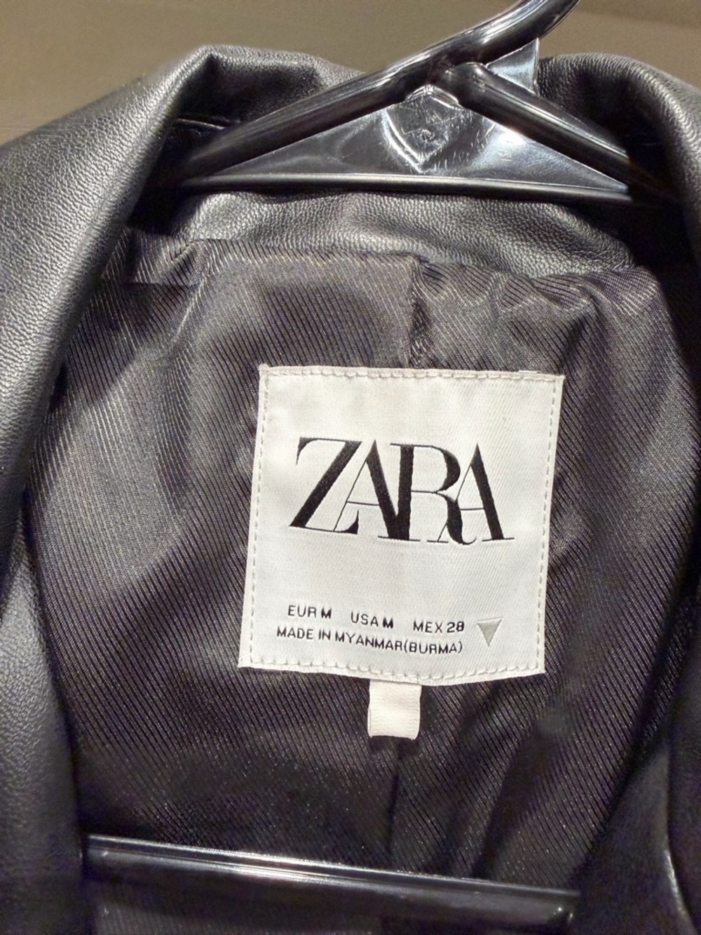 ZARA Black Faux Leather Blazer Jacket - Picture 2 of 2